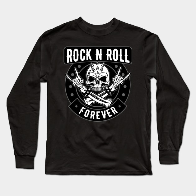 ROCK AND ROLL SKULL Long Sleeve T-Shirt by beanbeardy